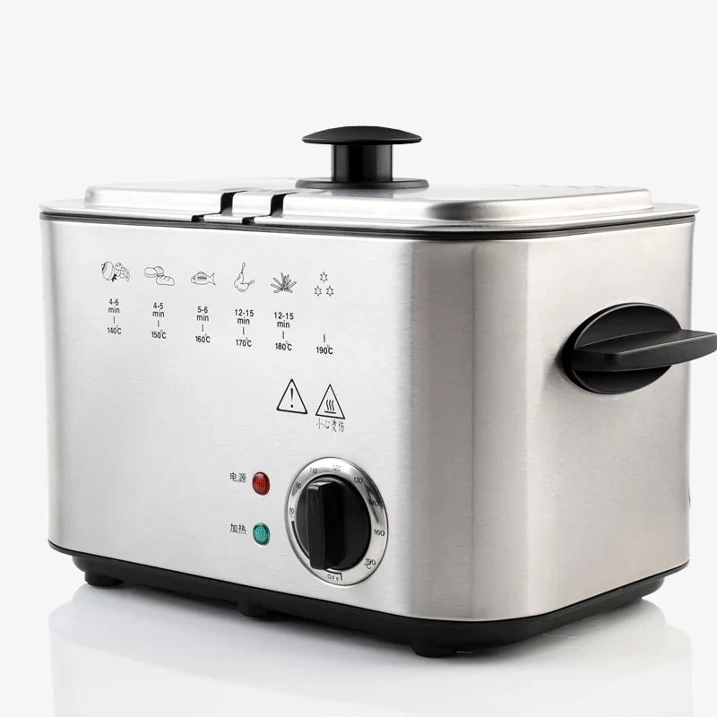 1.2L Mini Electric Deep Fryer | 1200W Non-Stick Adjustable Temp