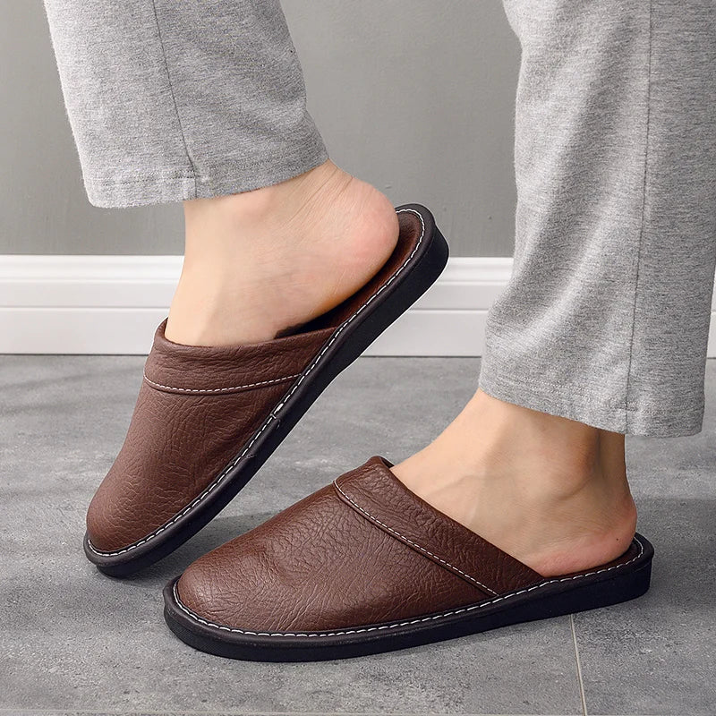 Lorilury Men's Indoor Leather Slippers | Non-Slip Unisex EU 35–48