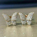 Huitan Butterfly Stud Earrings – Cubic Zirconia Women's Jewelry