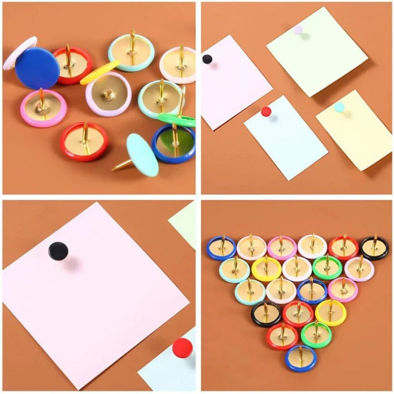 100pcs Colorful Thumbtack Pushpins – Cork Board & Map Pins