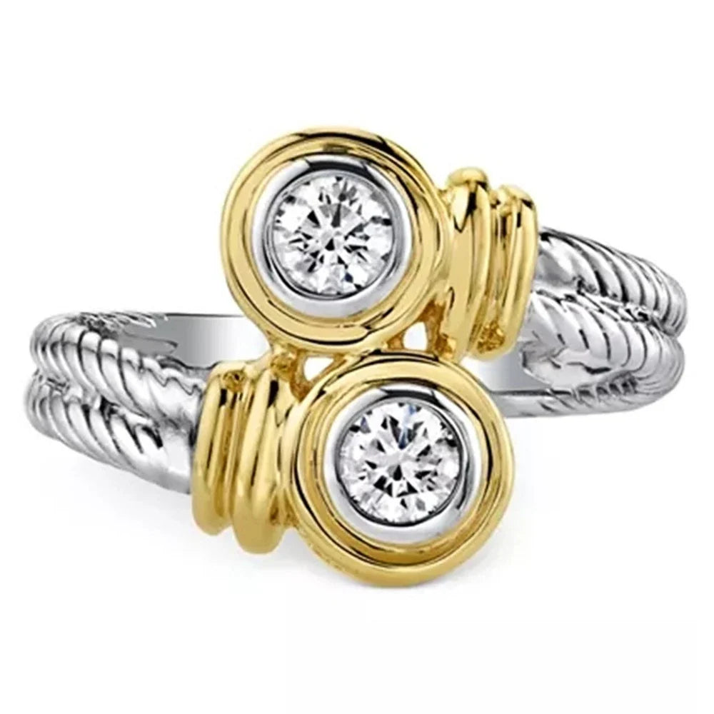 Huitan Interlaced Zipper Ring – Women's CZ Fashion Band