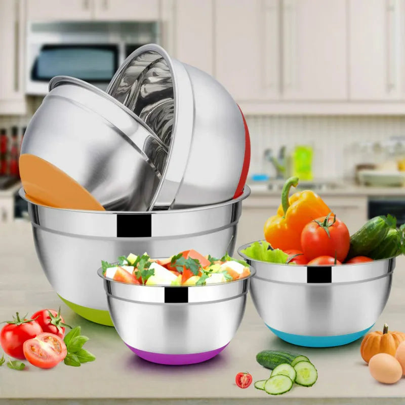 5-Piece Stainless Steel Nesting Mixing Bowls with Airtight Lids