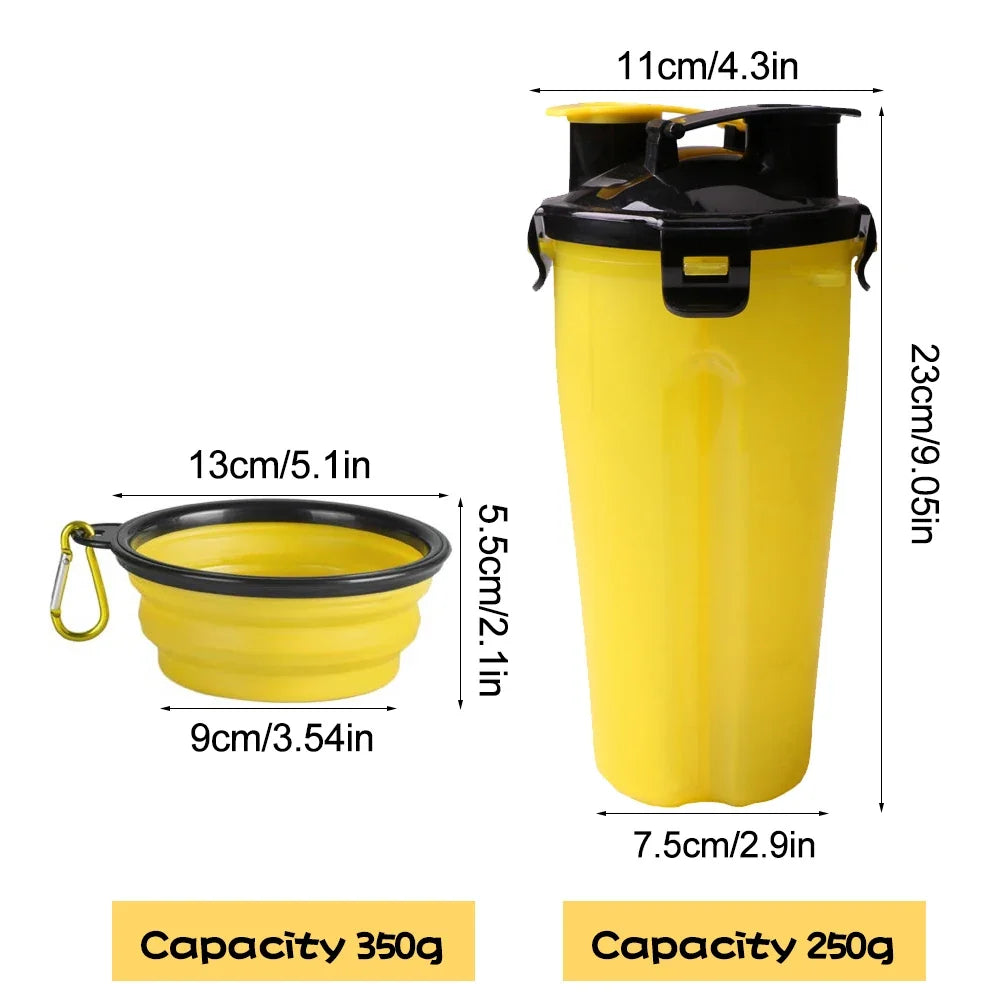 2-in-1 Portable Pet Food & Water Bottle with Folding Bowl