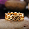 Huitan Chain Link Ring – Unisex Hip-Hop Brass Band Sizes 7–12