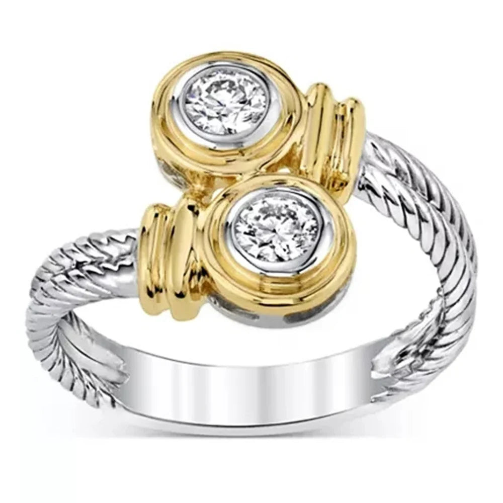 Huitan Interlaced Zipper Ring – Women's CZ Fashion Band