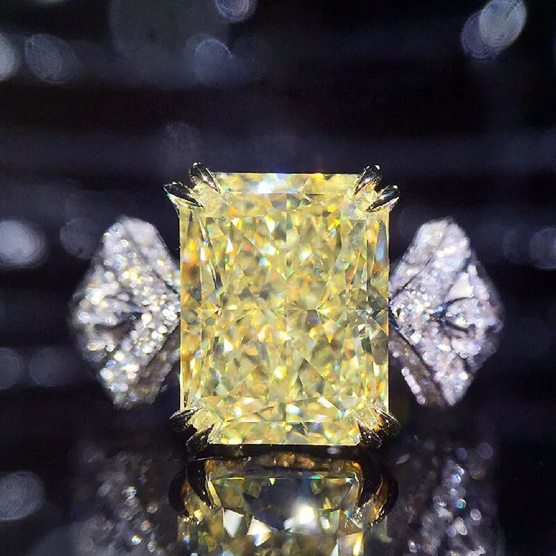 Huitan Yellow Cubic Zirconia Square Ring – Women's Fashion