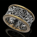 Huitan Two-Tone Vintage Punk Ring for Women | Zinc Alloy