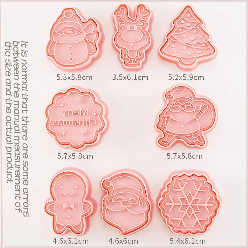 8-Piece Christmas & Halloween Cookie Cutter 3D Stamp Set