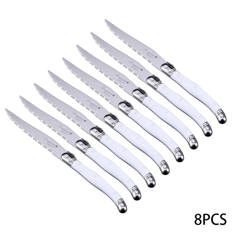 8-Piece Rainbow Laguiole Steak Knife Set – Stainless Steel