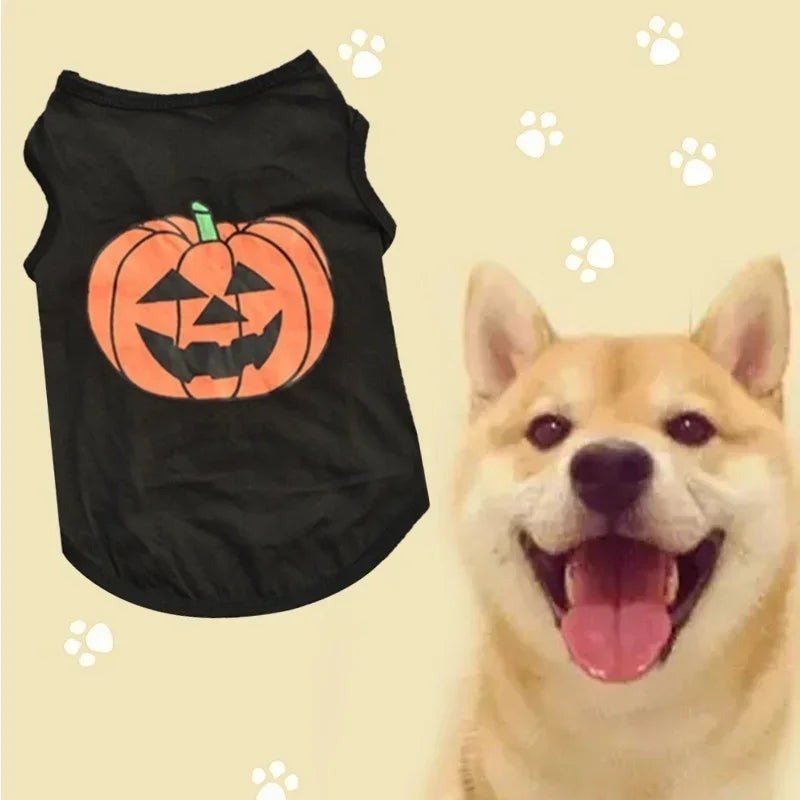 Halloween Pumpkin Dog & Cat Shirt – Cotton Pet Costume