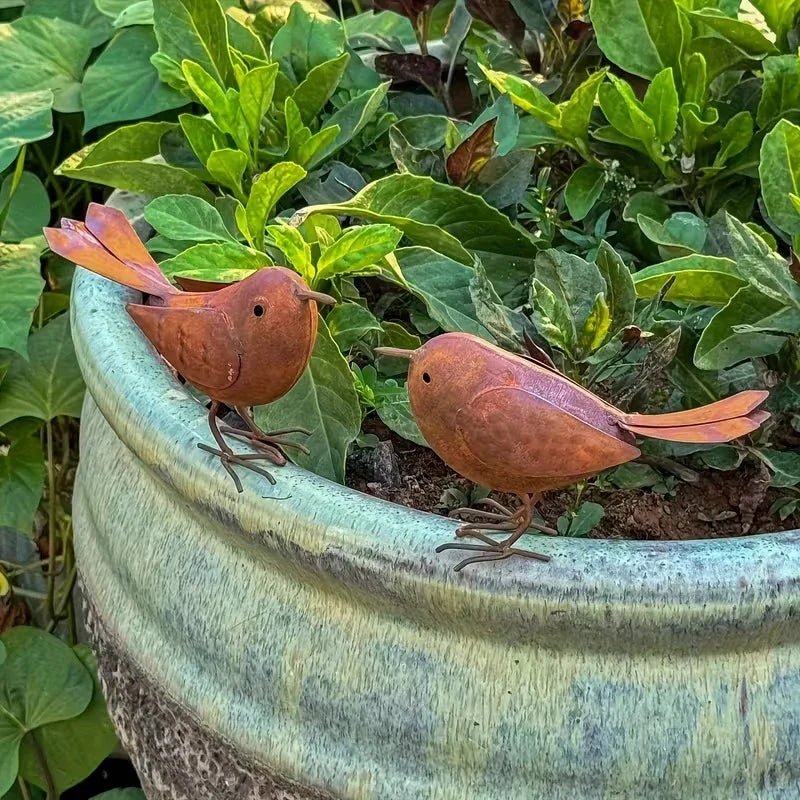 Rustic Iron Metal Bird Statue | Outdoor Garden Sculpture Decor