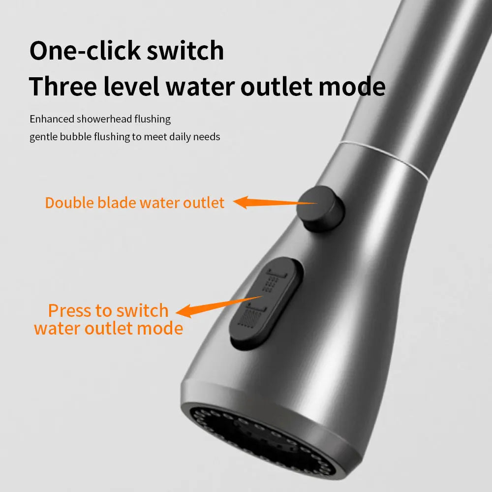 3-Mode Pull Out Kitchen Faucet Sprayer Nozzle – Water Saving