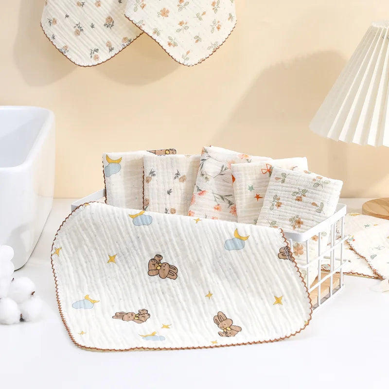 Baby Muslin Washcloths – Soft Cotton Square Facecloths & Bibs