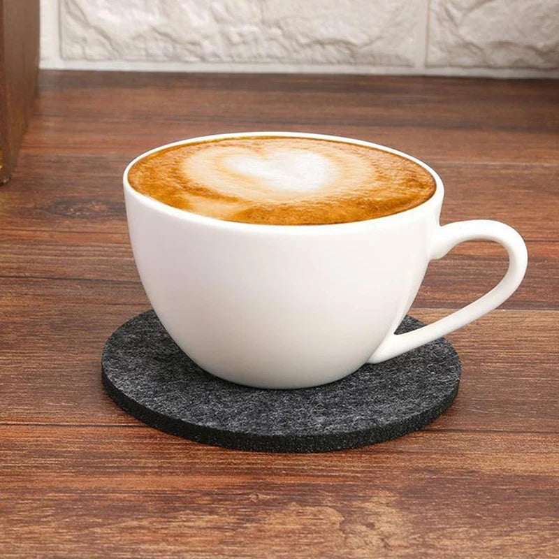 10-Pack Round Felt Coasters – Heat-Resistant Table Protectors