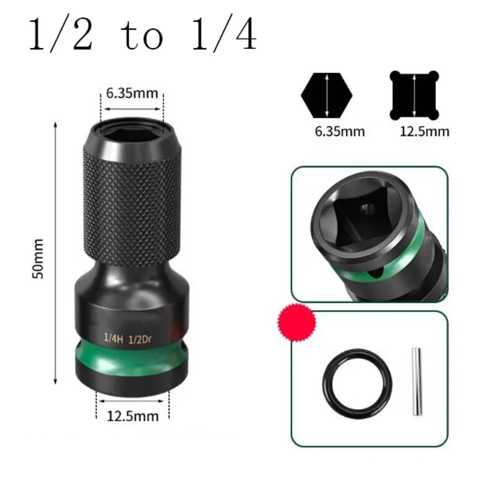 Impact Wrench Adapter 1/2 3/8 1/4" to 6.35mm Hex Socket