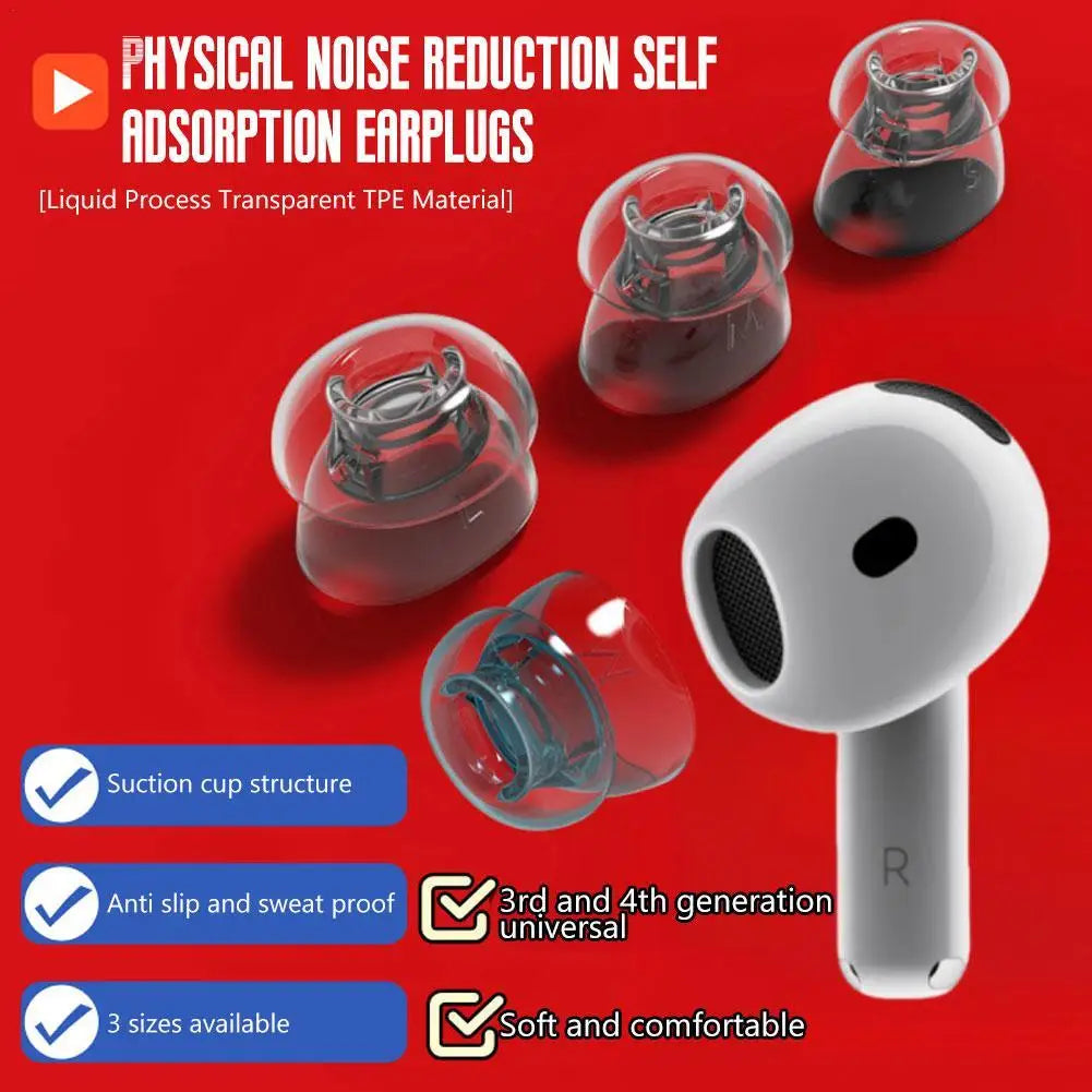 Silicone Ear Tips for AirPods 4 – Anti-Slip, 3 Sizes