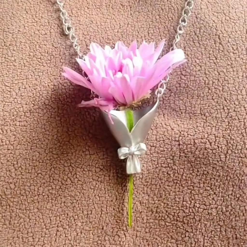 Vase Pendant Necklace – Flower Bouquet Chain for Women
