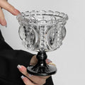 KEMORELA Retro Embossed Black Crystal Goblet | Whiskey & Dessert Glass