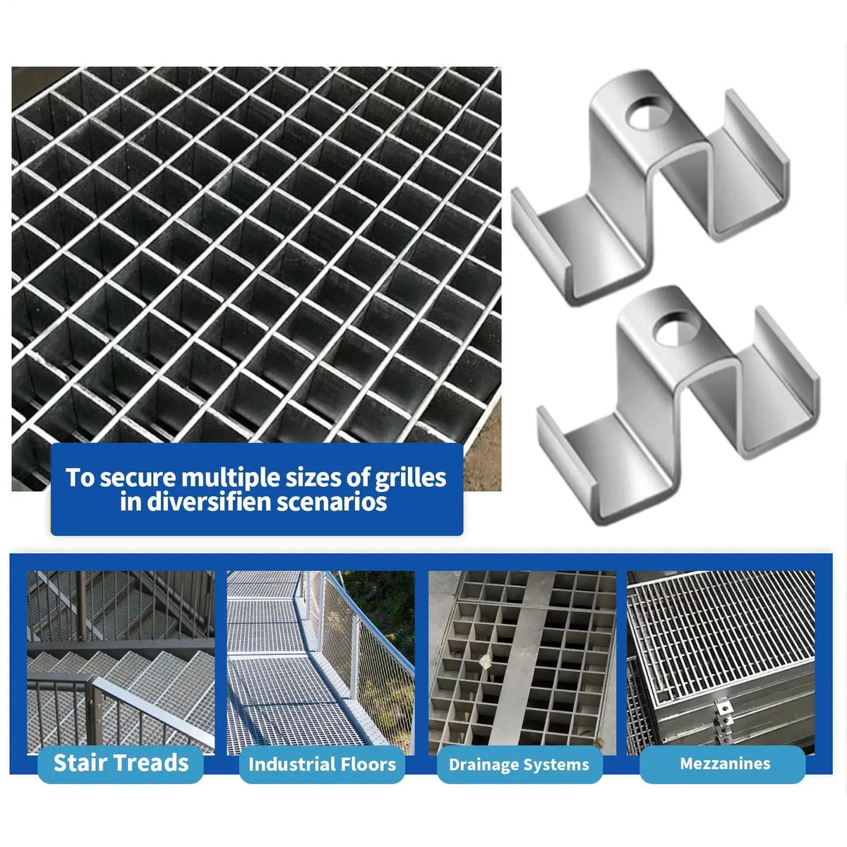 25-Piece Metal Grating Saddle Clips – Weatherproof Fasteners