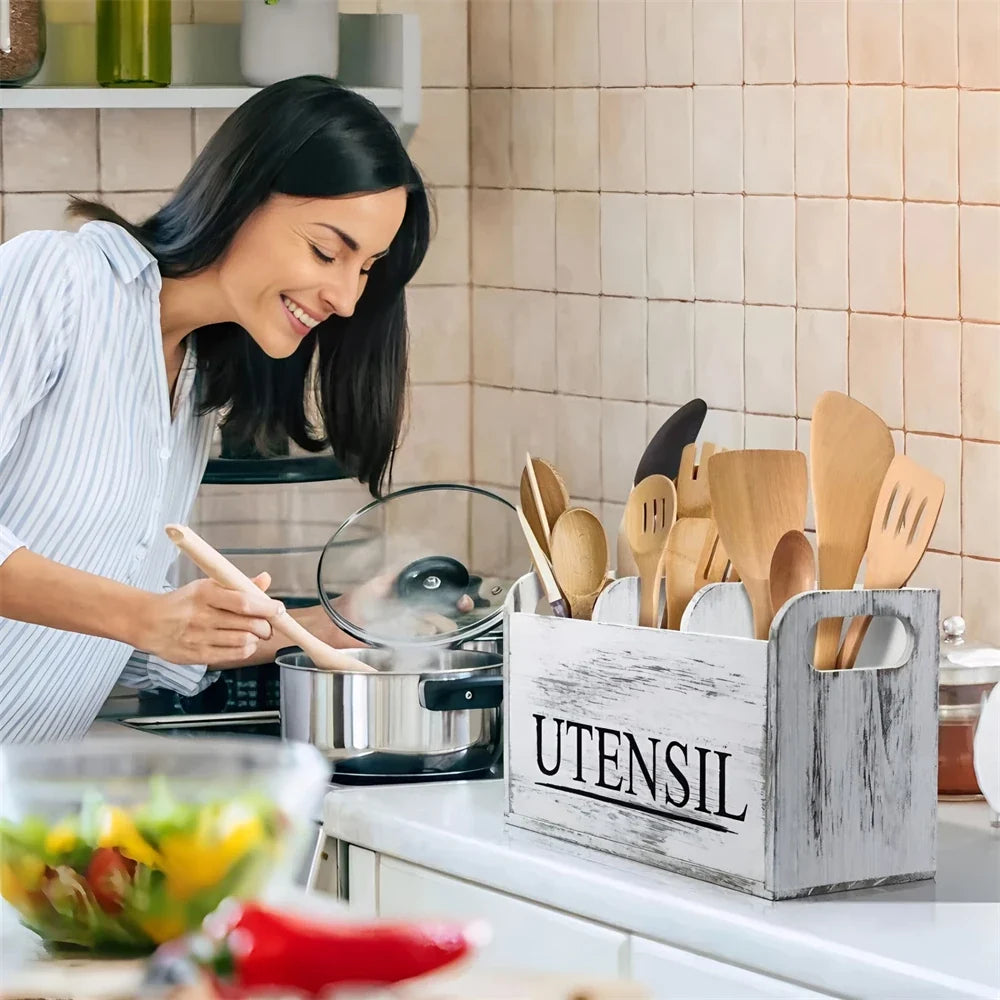 Multi-Compartment Cutlery & Utensil Organizer Storage Box
