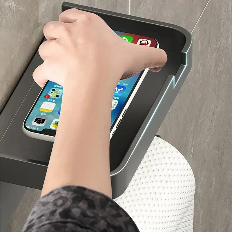Wall-Mount Plastic Toilet Paper Holder & Storage Rack