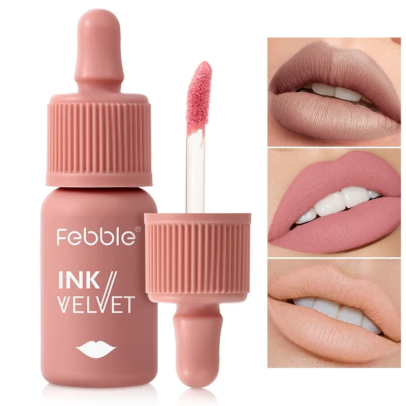 Febble 6-Shade Matte Velvet Liquid Lipstick – Long-Lasting Nude