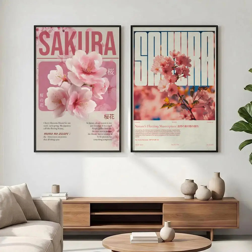 Cherry Blossom Retro Art Poster – HD Waterproof Wall Decor