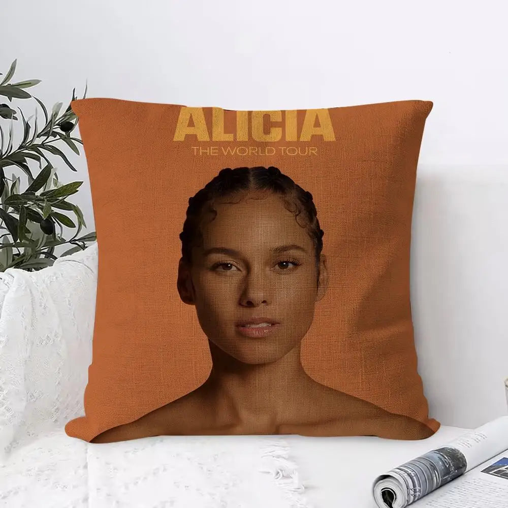 Alicia Keys Linen Cushion Cover | Breathable Pillowcase Hidden Zipper