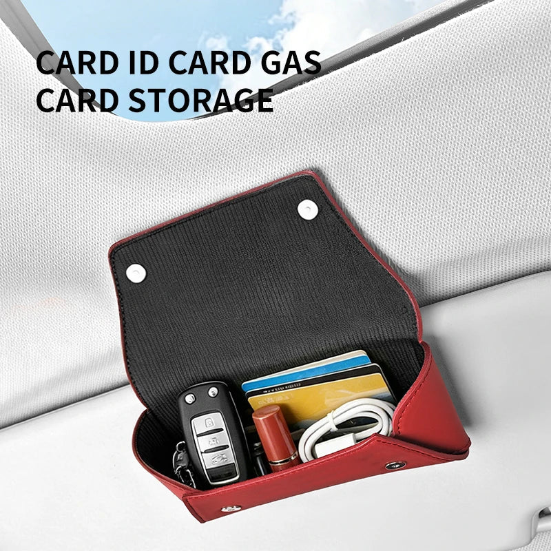 Car Sun Visor Glasses Case | Magnetic Leather Organizer