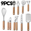 9-Piece Wooden Handle Cooking Utensils Set – Kitchen Gadgets
