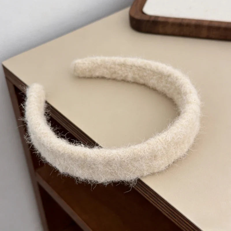 Women's Faux Mink Fur Wide Headband – Warm Plush Hair Hoop