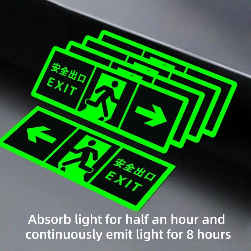 Glow in the Dark Exit Floor Stickers – Evacuation Signs 2/6 Pack