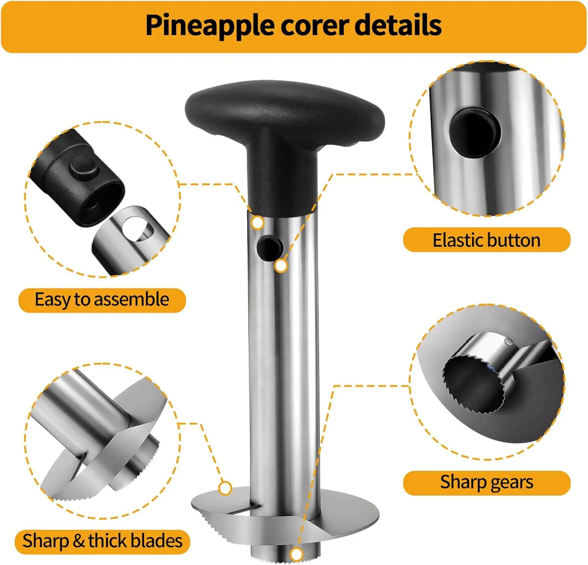 Stainless Steel Fruit Corer & Slicer Set – Pineapple & Apple