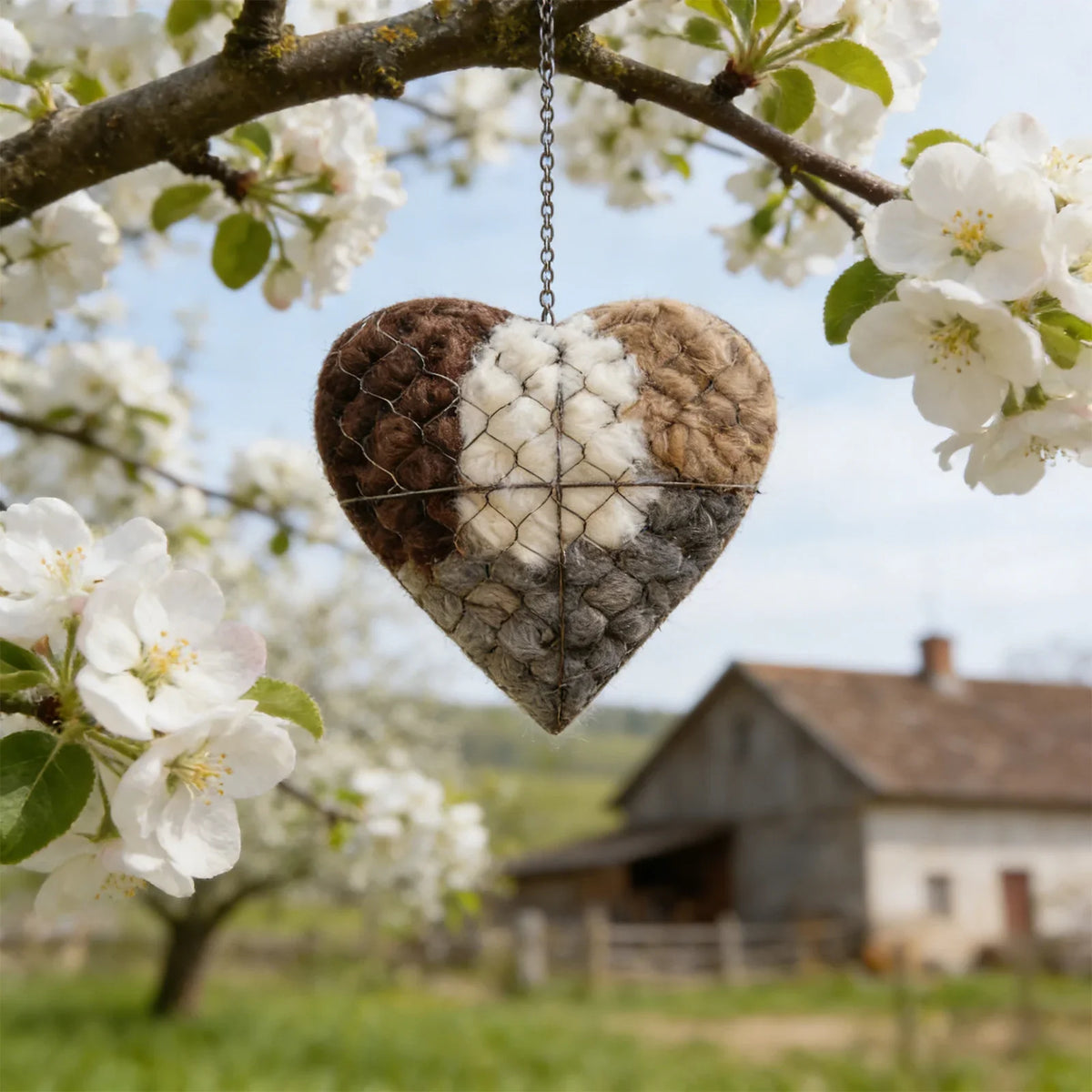 Handmade Heart Bird Nesting Holder – Refillable Cotton & Wool