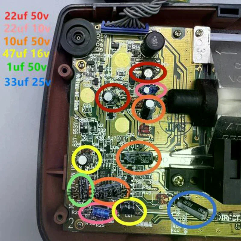 Capacitors Sega Gamegear Gg Motherboard Repair Replacement