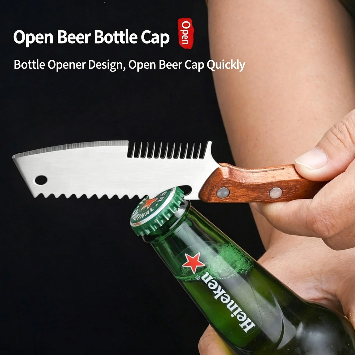 2-in-1 Wooden Handle Vegetable Peeler & Bottle Opener