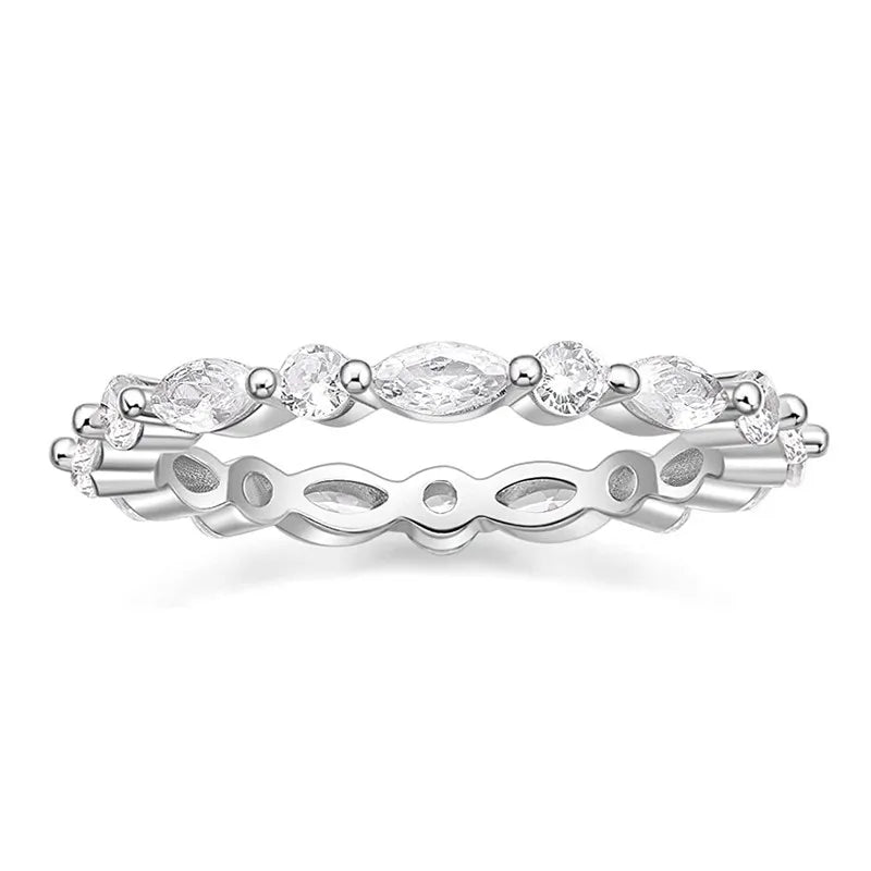Huitan Marquise CZ Women's Ring – Thin Band Statement Jewelry
