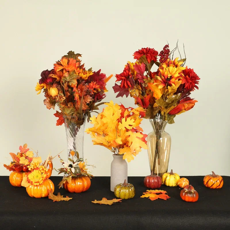 Autumn Harvest Table Decor – Pumpkin Maple Leaf Ornament
