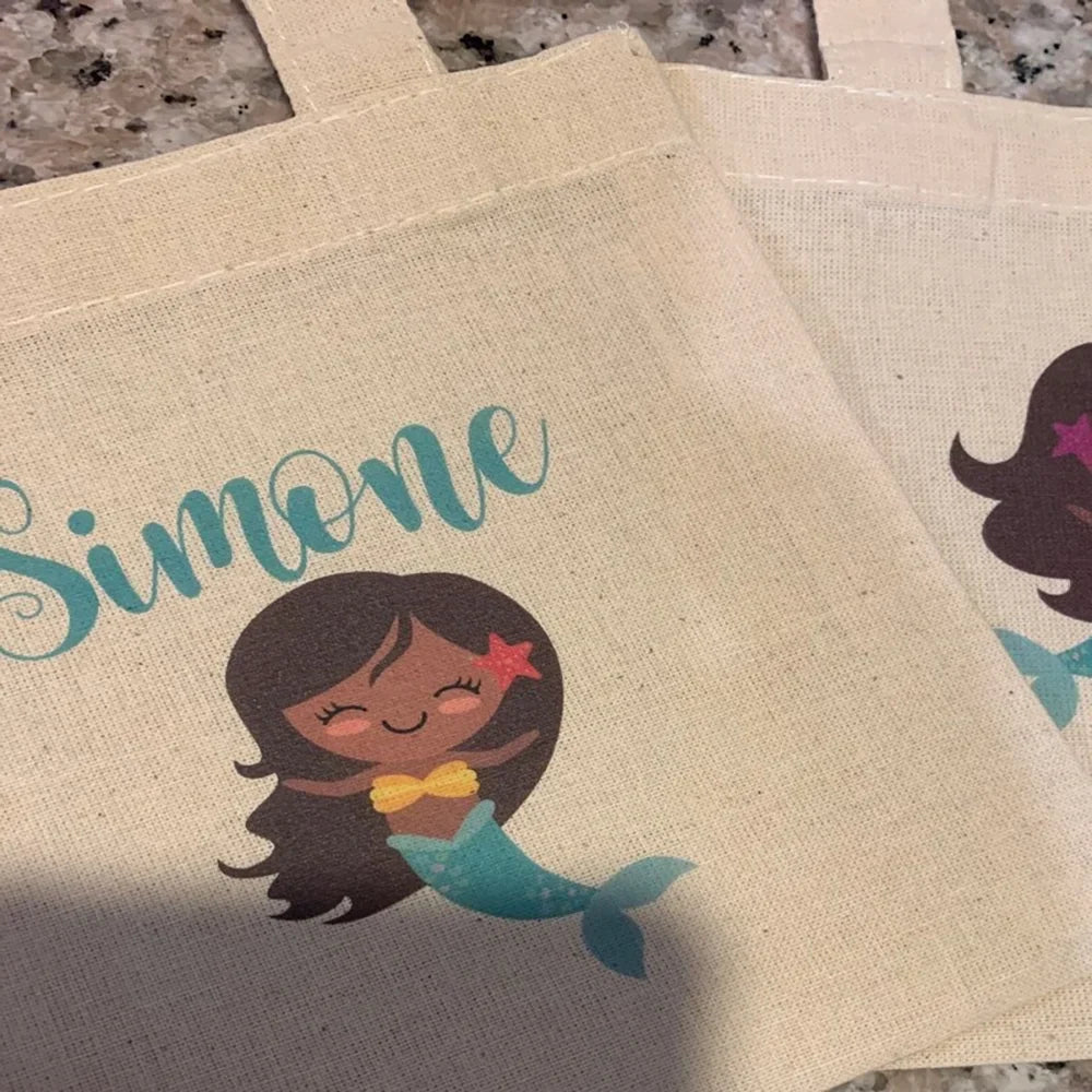 Custom Mermaid Canvas Tote Bags – Party Favors & Gift Bags