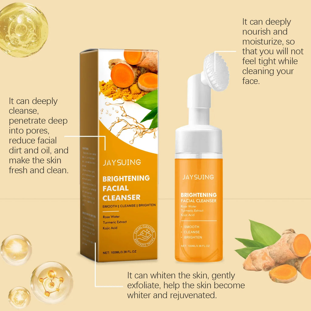 Jaysuing Turmeric Foam Facial Cleanser – Exfoliate & Minimize Pores