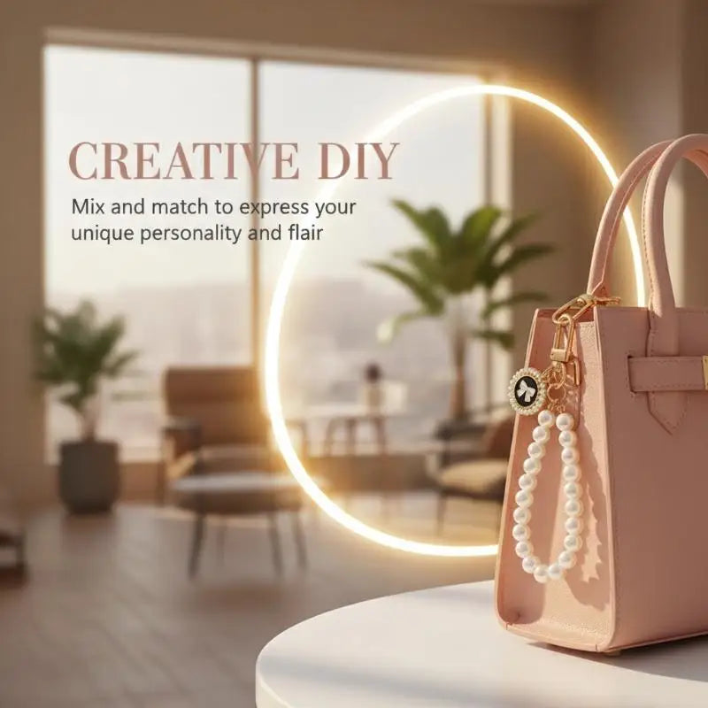 Pearl Flower Keychain Charm – Beaded Bag & Phone Pendant