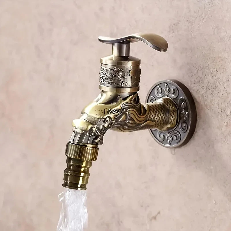 Golden Dragon Wall-Mounted Cold Water Faucet | Vintage Style