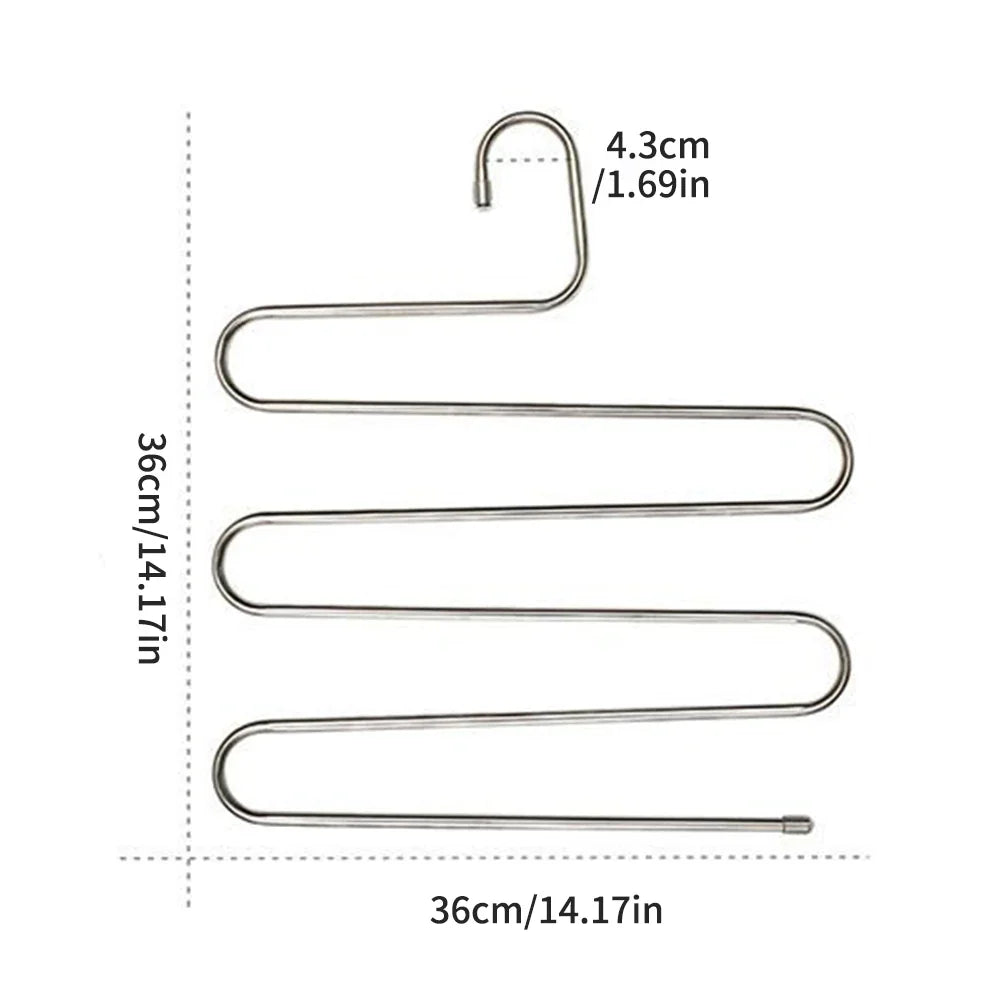Stainless Steel 5-Layer S-Shaped Pants Hanger Rack | Space Saver