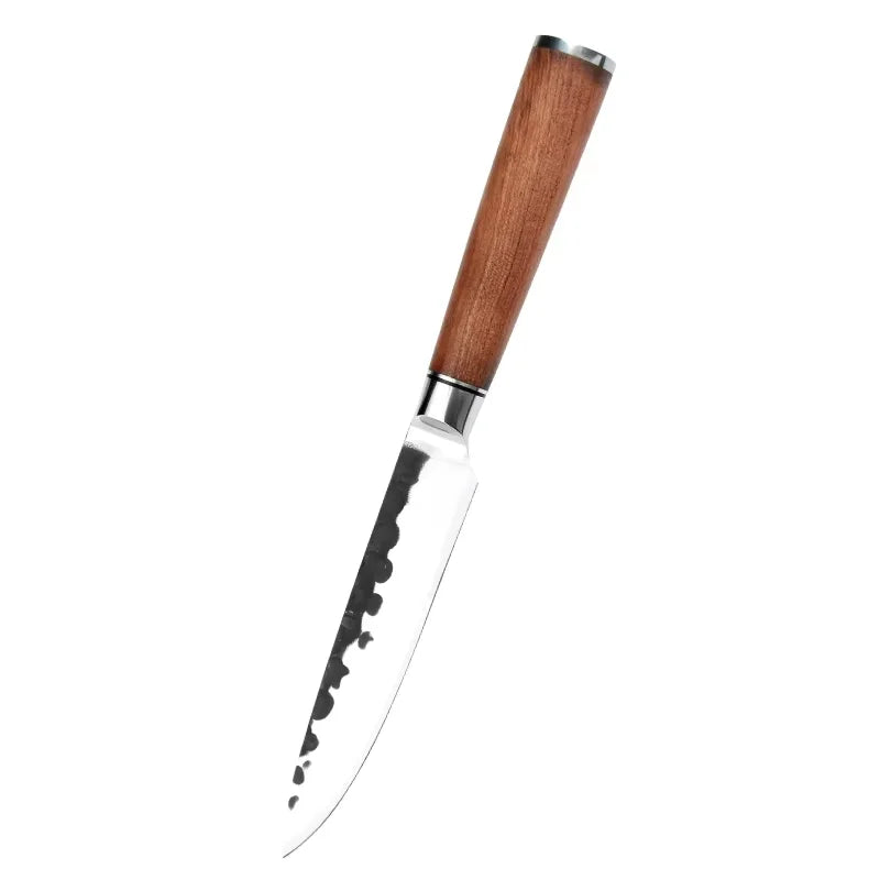 Handmade 5Cr Steel Kitchen Knife – Rosewood Handle, 12cm Blade