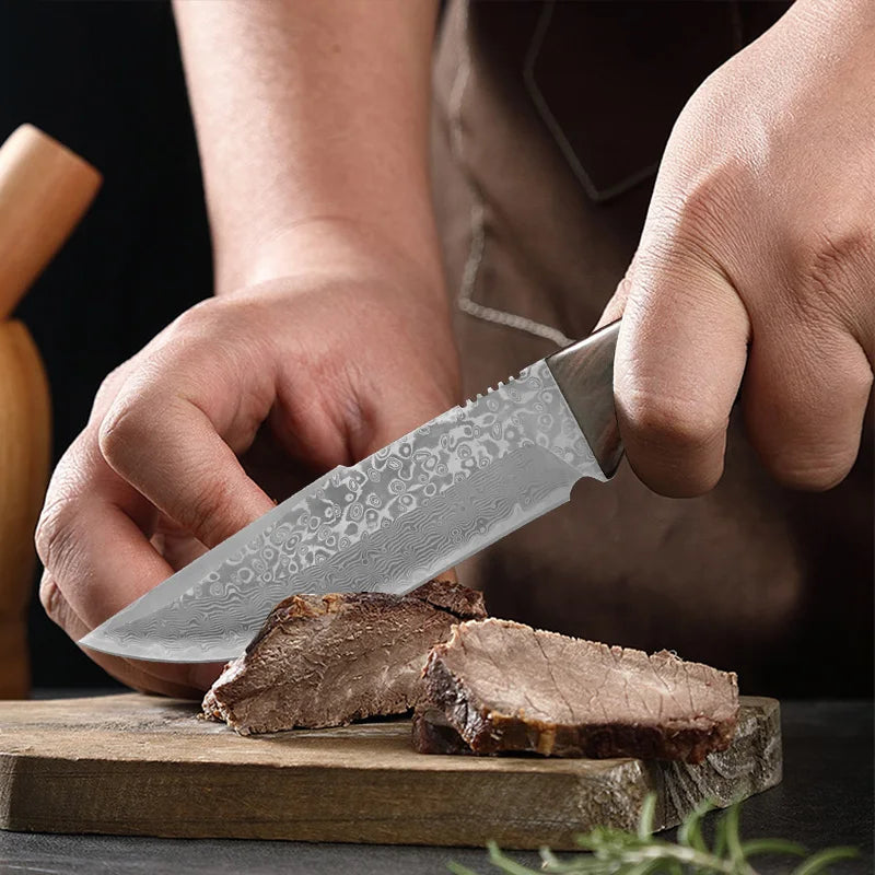 Damascus VG10 Steel Kitchen Knife – Wood Handle | InLeung