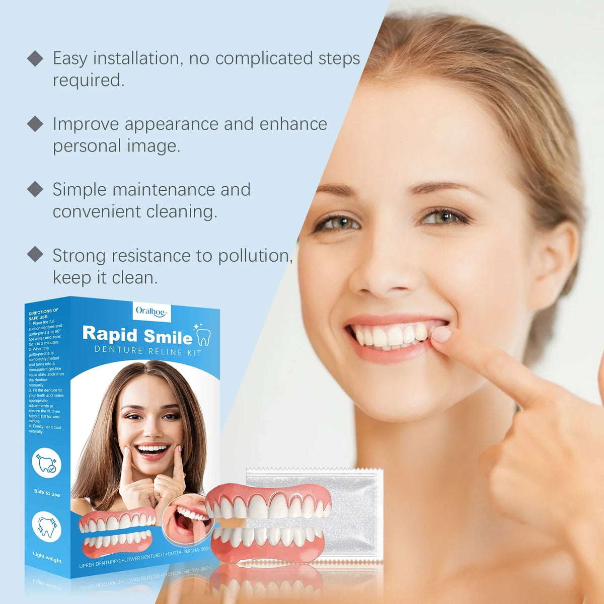 Cosmetic Tooth Veneer Kit – Snap-On Smile Enhancer Set