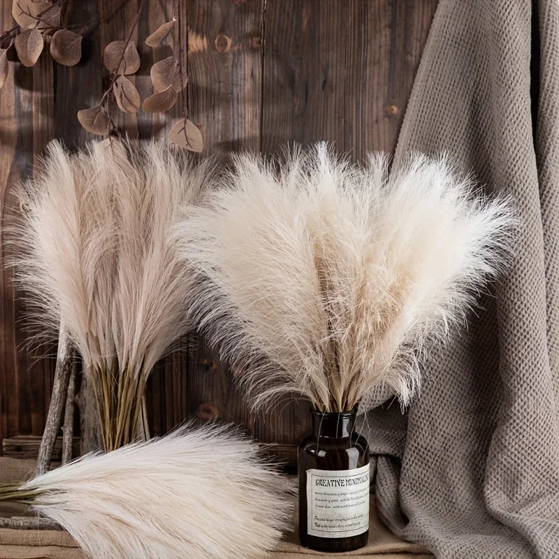 10-Piece Faux Pampas Grass Stems – Boho Farmhouse Vase Decor