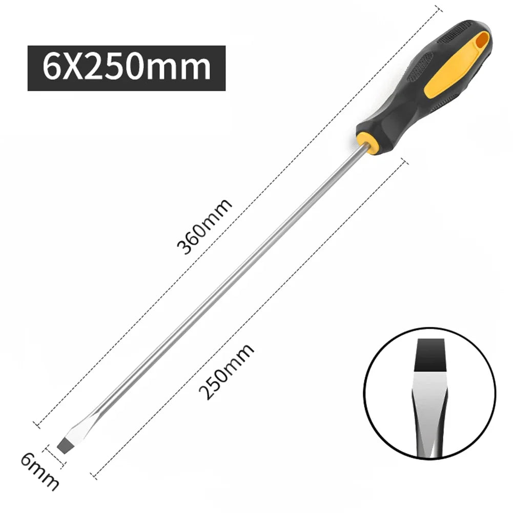 250mm Magnetic Screwdriver – Slotted & Cross Head, Rubber Grip