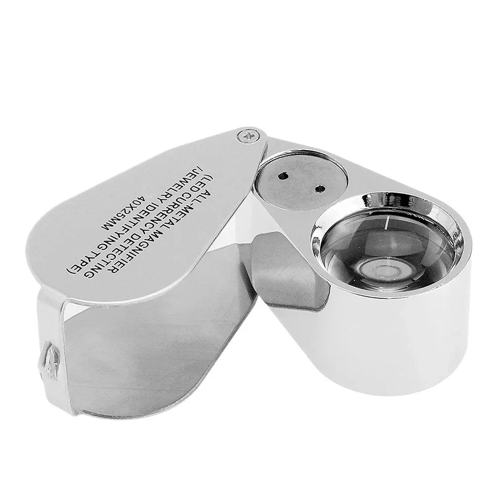 40X LED UV Magnifier Loupe – Optical Glass Lens, Metal Frame