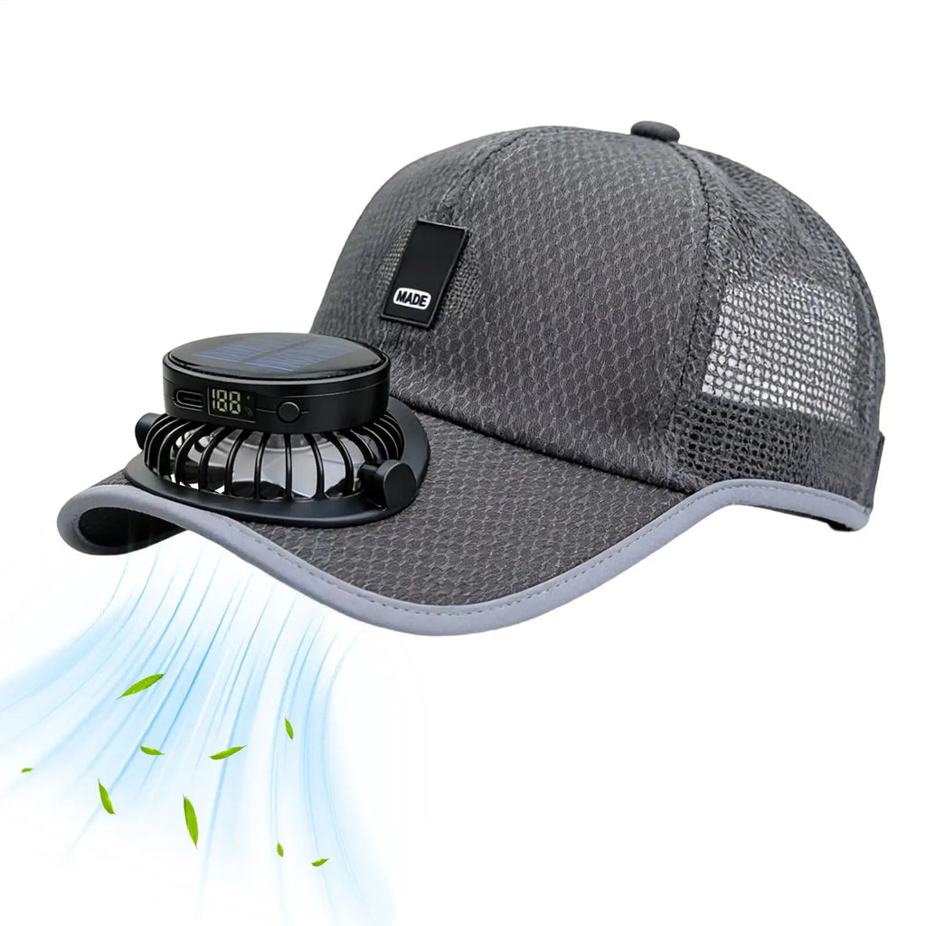 Solar Fan Baseball Cap – UV Sun Hat with USB Charging